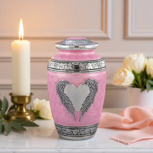Pink Angel Wings Urn