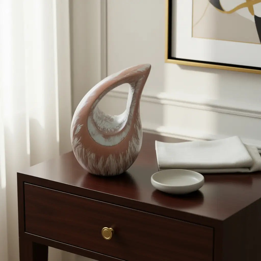 White and Gold Teardrop Keepsake Urn