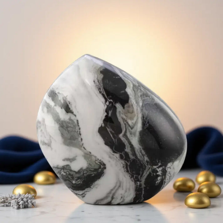 Mountain Rock White Marble Urn
