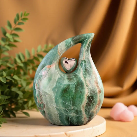 Emerald Heart Teardrop Urn