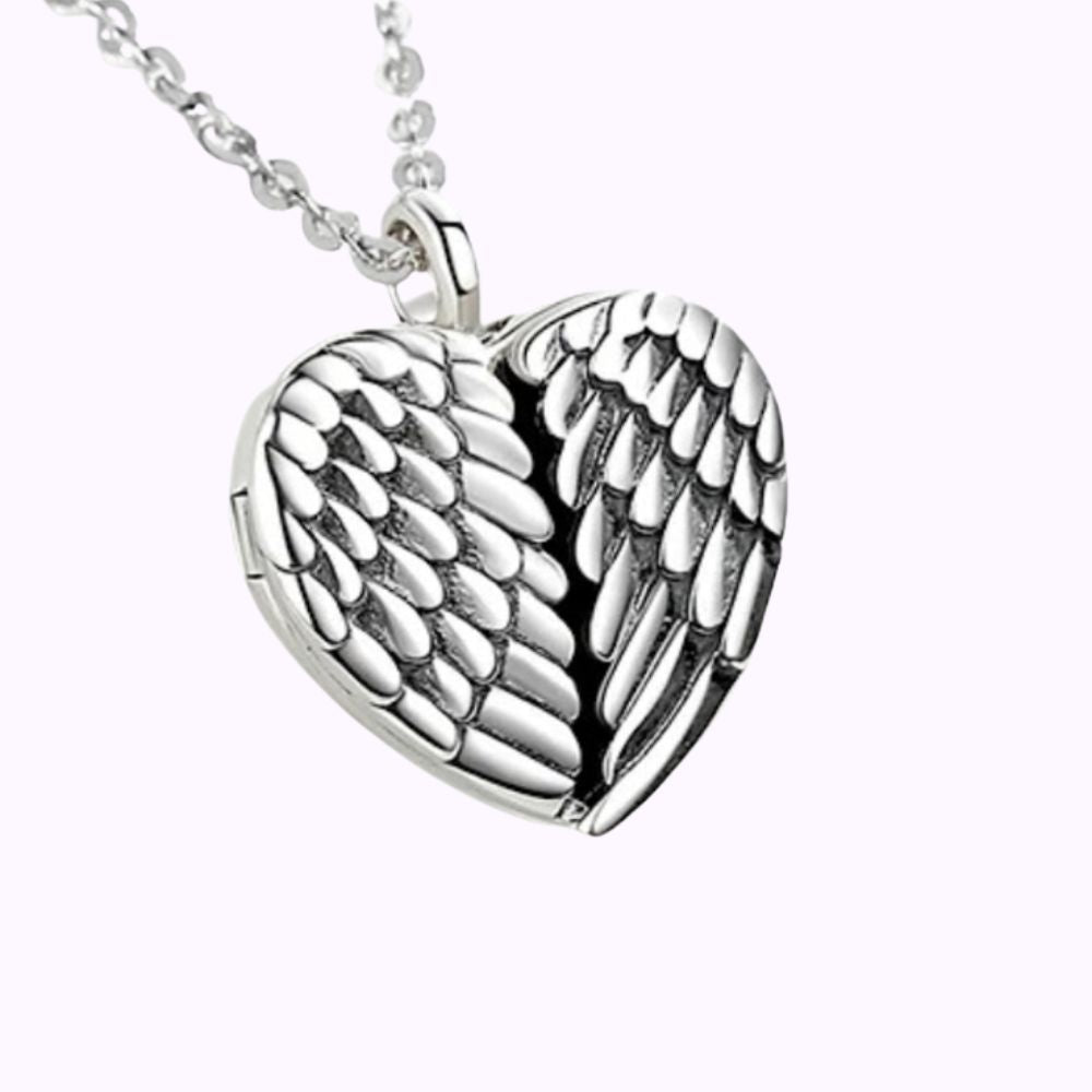 Angel Heart Silver Locket Necklace Sterling Silver
