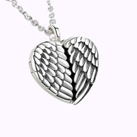 Angel Heart Silver Locket Necklace Sterling Silver