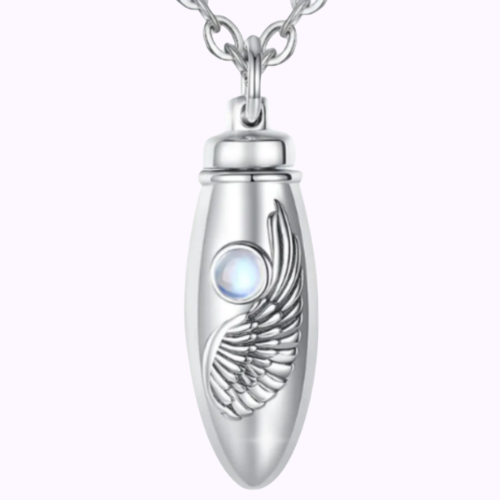 Angel Wing Capsule Necklace Sterling Silver