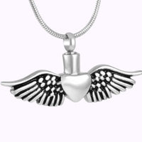 Angel Wings Heart Ash Necklace Stainless Steel