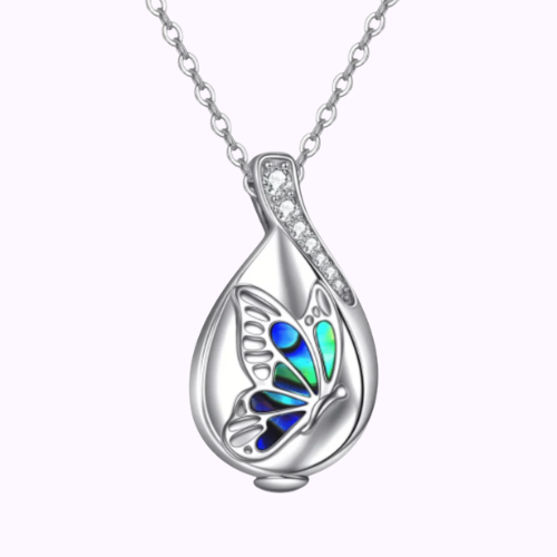 Blue Serenity Butterfly Necklace Sterling Silver