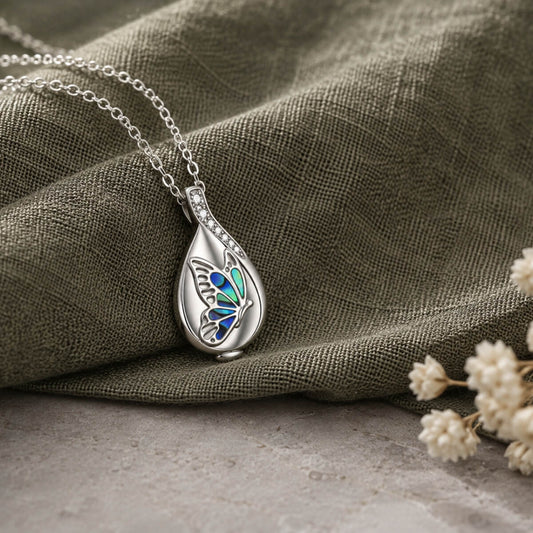 Blue Serenity Butterfly Necklace Sterling Silver