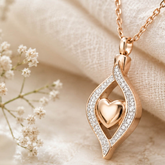 Blushing Heart Ash Necklace Stainless Steel