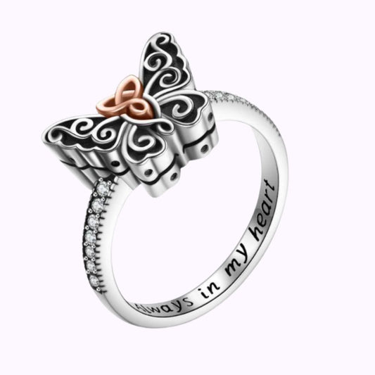 Sterling Silver Butterfly Ash Ring