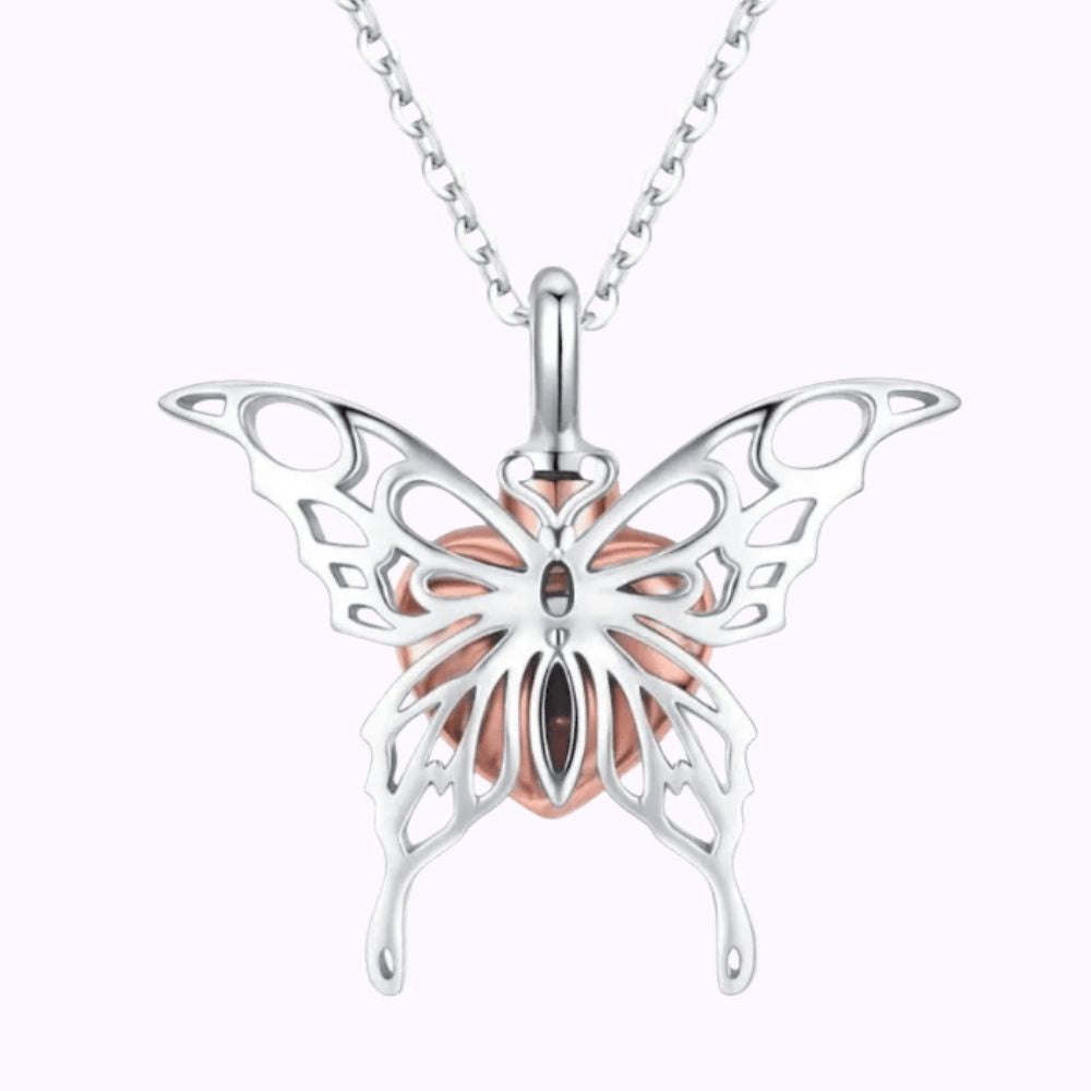 Butterfly Rose Embrace Vermeil Necklace Sterling Silver