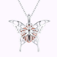 Butterfly Rose Embrace Vermeil Necklace Sterling Silver