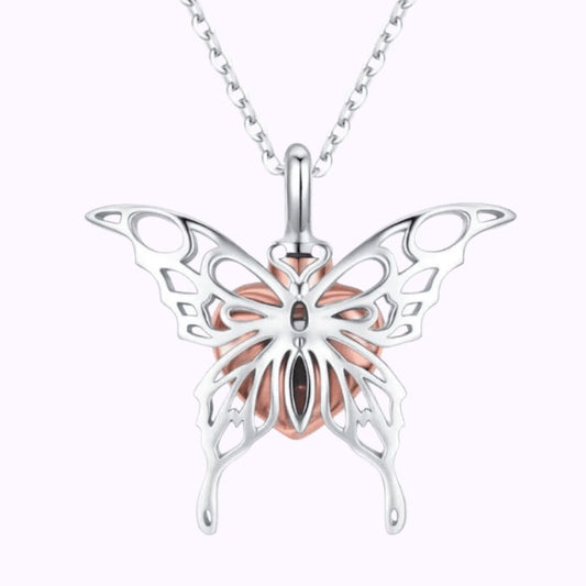 Butterfly Rose Embrace Vermeil Pendant
