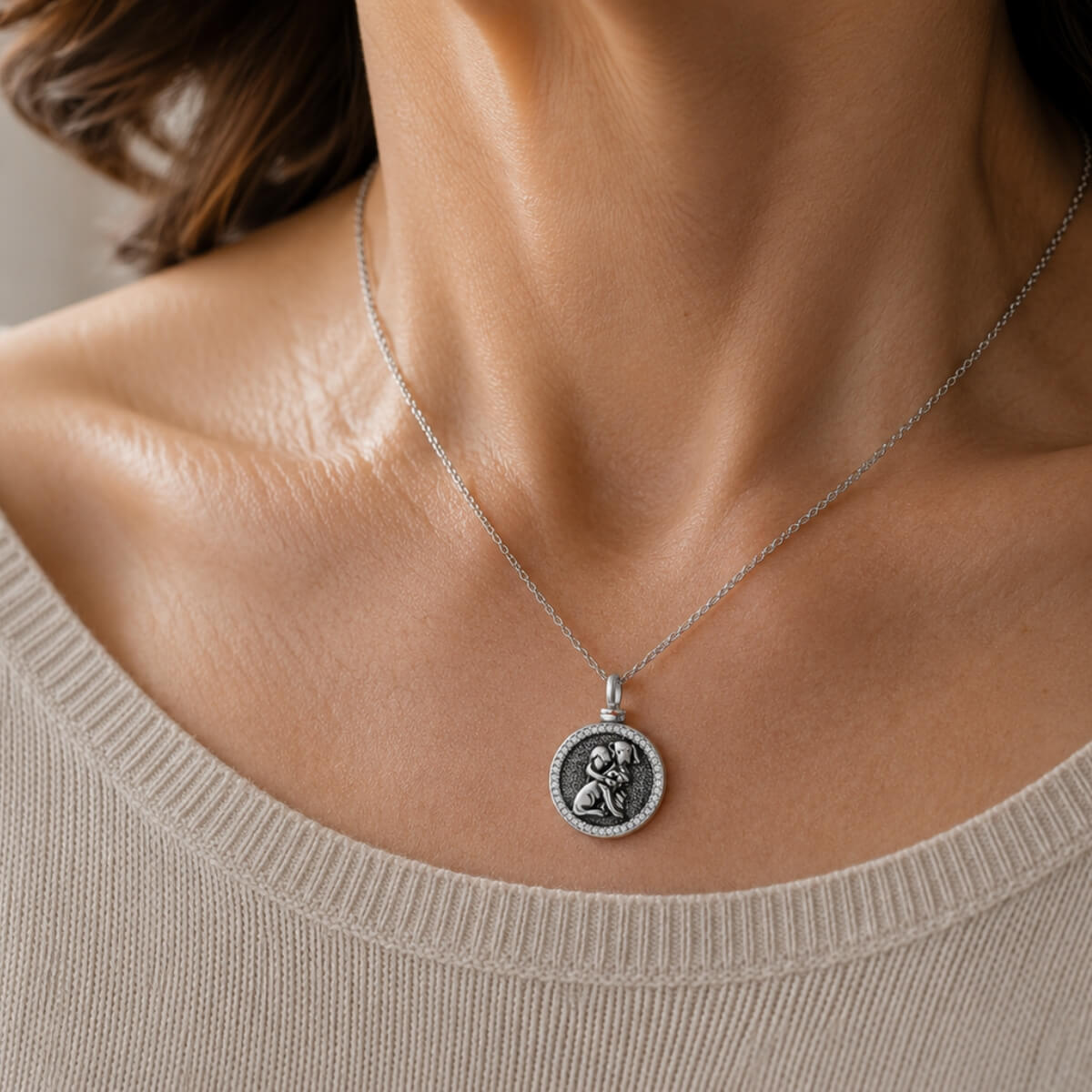 Canine Cuddles Silver Pet Ash Necklace Sterling Silver