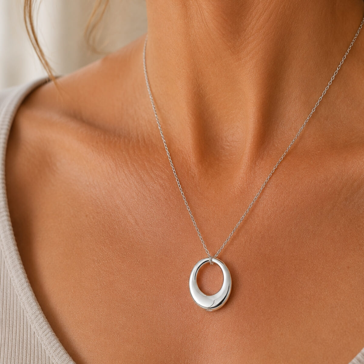 Elliptic Elegance Ash Necklace Sterling Silver
