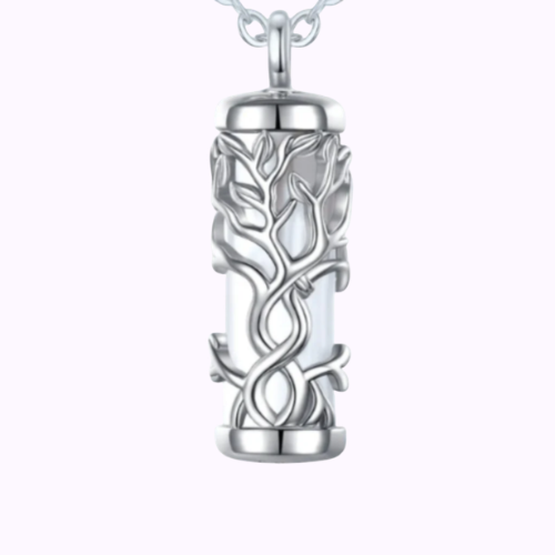 Enchanted Vines Cylinder Necklace Sterling Silver