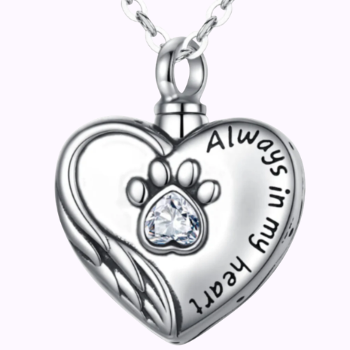Eternal Paw Heart Necklace Sterling Silver