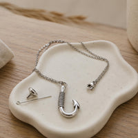 Fish Hook Memorial Necklace Stainless Steel