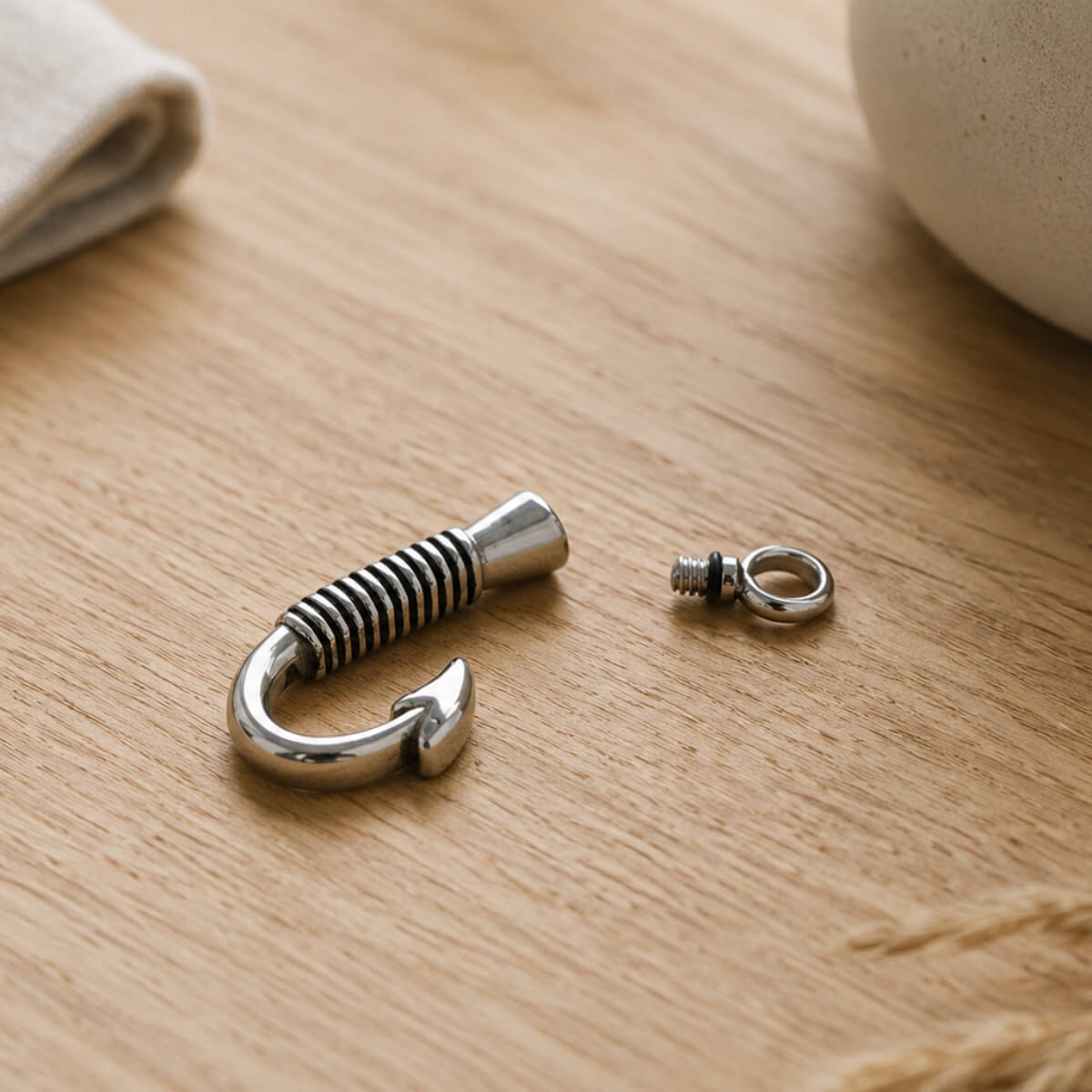 Fish Hook Memorial Necklace Stainless Steel
