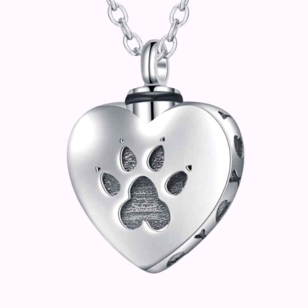 Forever In My Heart Paw Necklace Sterling Silver