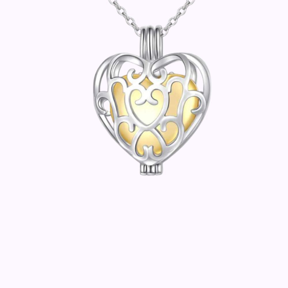 Golden Embrace Heart Necklace Sterling Silver