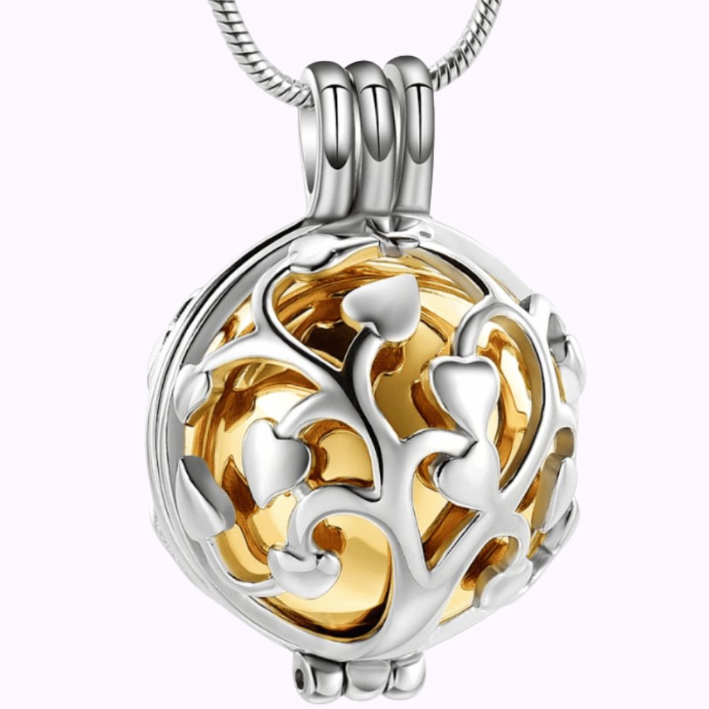 Golden Glow Memorial Orb Necklace Sterling Silver