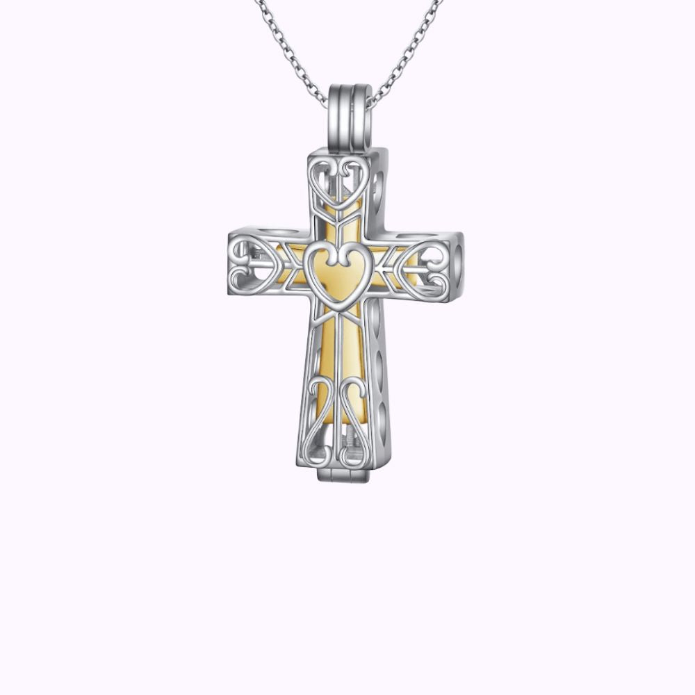 Golden Sanctuary Cross Necklace Sterling Silver