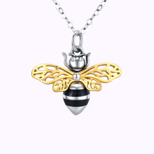 Golden Wings Bee Necklace Sterling Silver