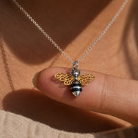 Golden Wings Bee Necklace Sterling Silver