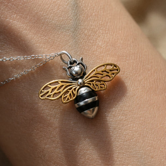 Golden Wings Bee Necklace Sterling Silver