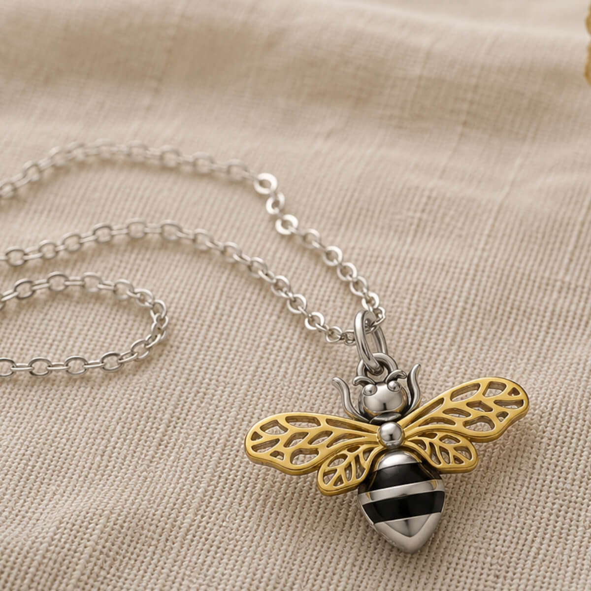 Golden Wings Bee Necklace Sterling Silver
