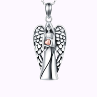 Guardian Angel Heart Necklace Sterling Silver