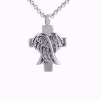 Guardian Wings Cross Necklace Stainless Steel