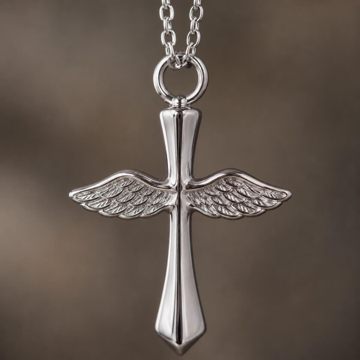 Heavenly Wings Cross Necklace Stainless Steel