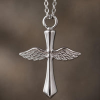 Heavenly Wings Cross Necklace Stainless Steel