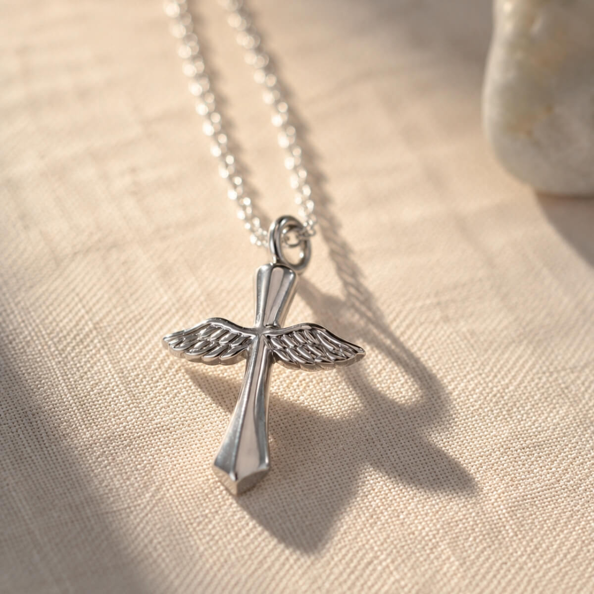Heavenly Wings Cross Necklace Stainless Steel