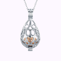 Hidden Heart Teardrop Necklace Sterling Silver