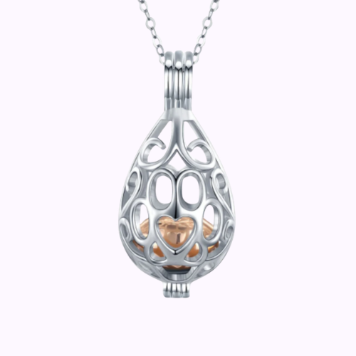 Hidden Heart Teardrop Necklace Sterling Silver