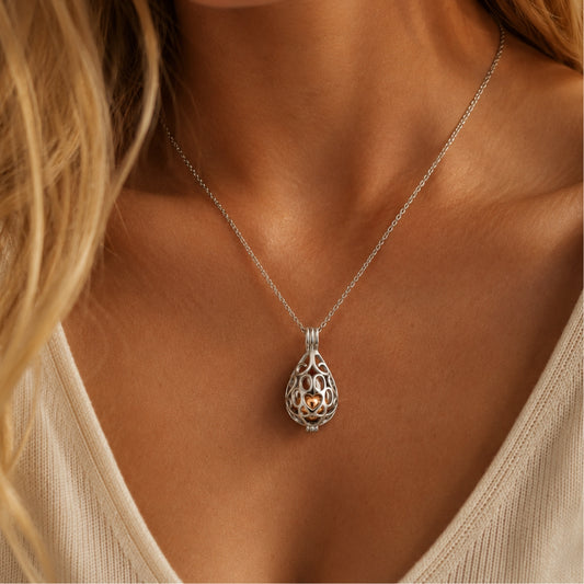 Hidden Heart Teardrop Necklace Sterling Silver