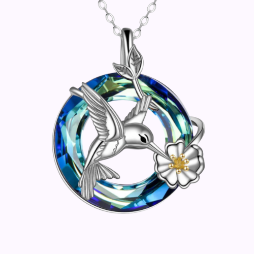 Hummingbird Blossom Necklace Sterling Silver