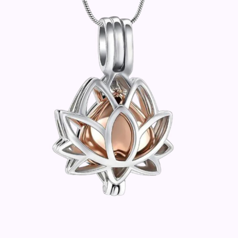 Lotus Embrace Memorial Necklace Stainless Steel