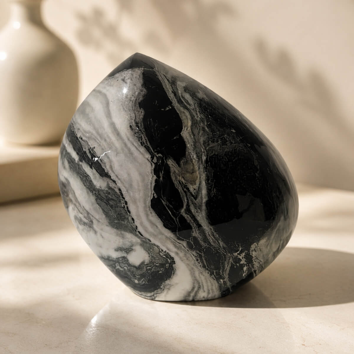 Mountain Rock White Marble Urn
