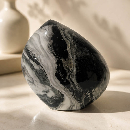 Mountain Rock White Marble Urn