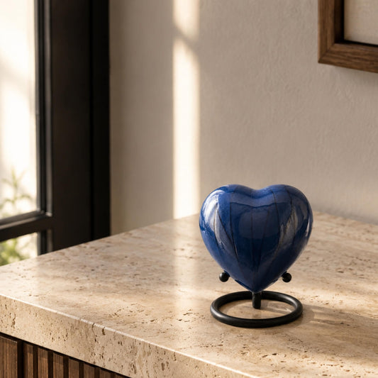 Midnight Blue Heart Keepsake Urn