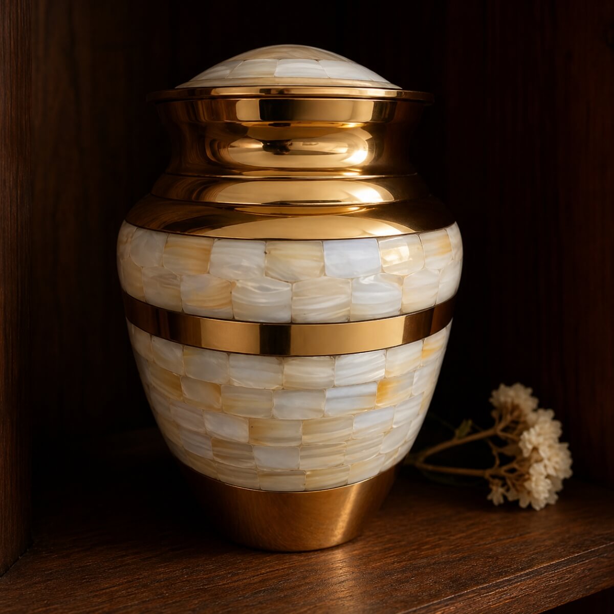 Golden Pearl Mosaic Urn