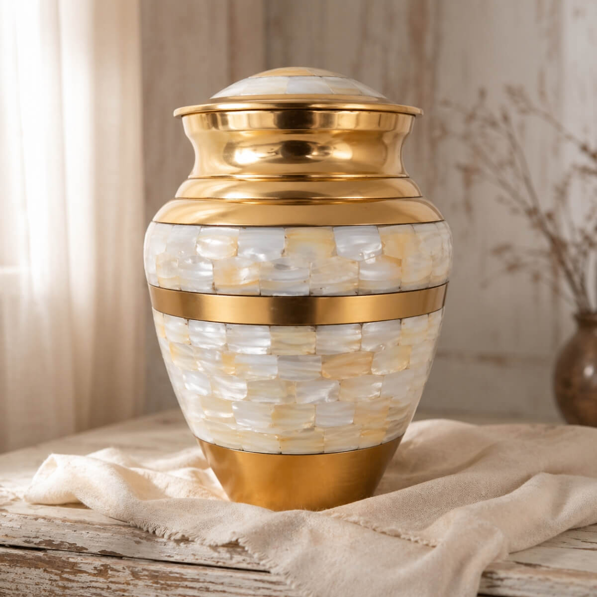 Golden Pearl Mosaic Urn