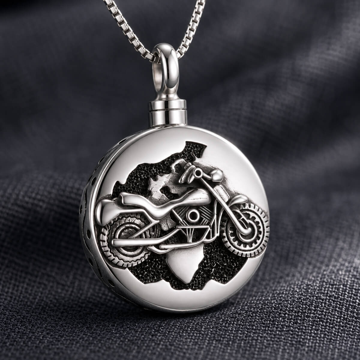 Motorbike Cremation Necklace Sterling Silver