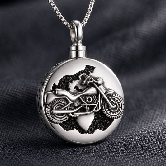 Motorbike Cremation Necklace Sterling Silver
