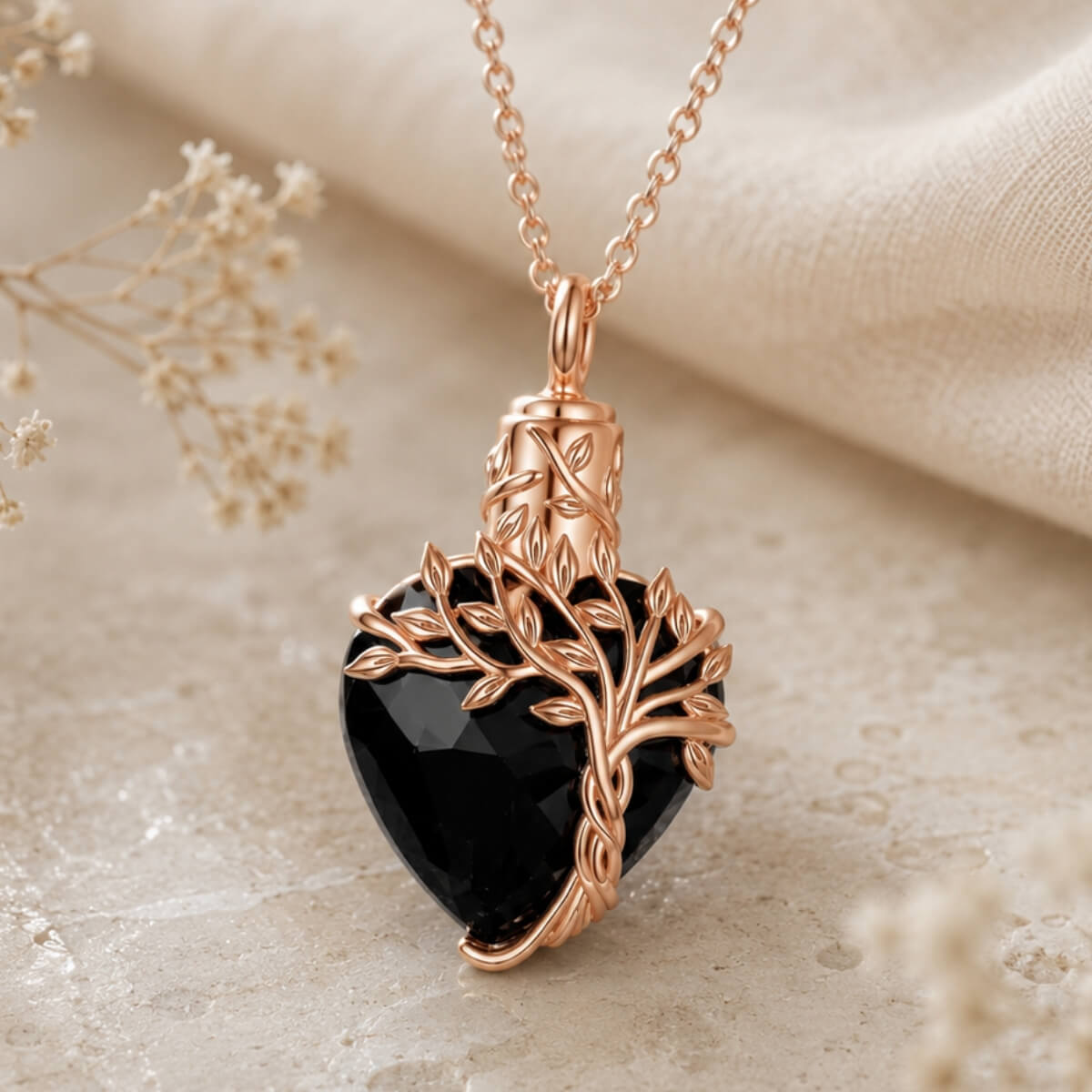 Onyx Midnight Bloom Ash Necklace Sterling Silver