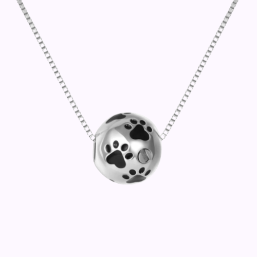 Pawprint Sphere Necklace Sterling Silver