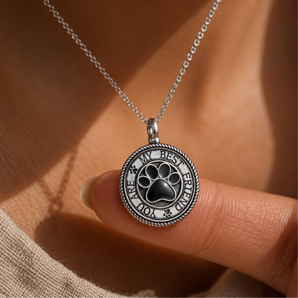 Pawprint Best Friend Necklace Sterling Silver