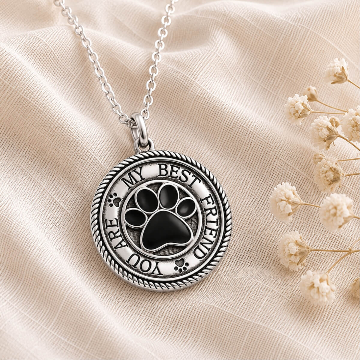 Pawprint Best Friend Necklace Sterling Silver